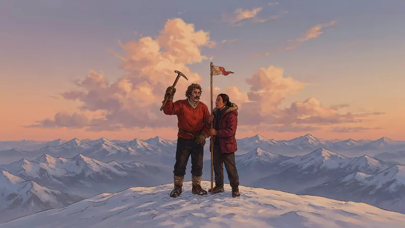 Anime style example scene: The first people to climb Mount Everest