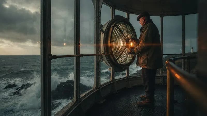 Cinematic style example scene: The loneliest lighthouse keeper in history