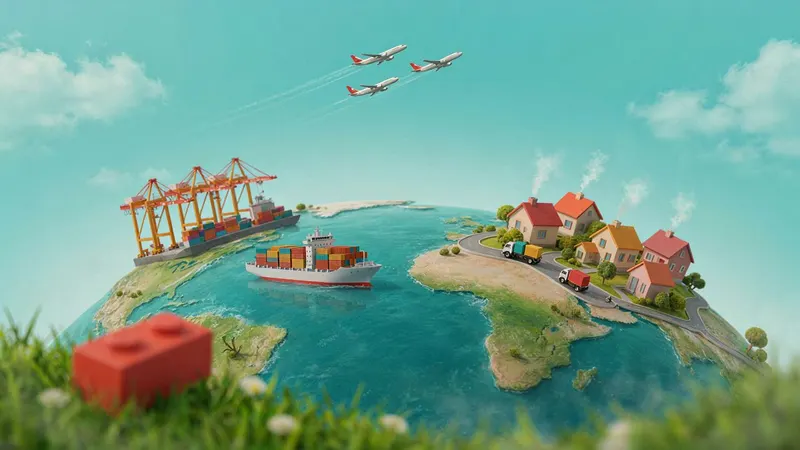 Miniature World style example scene: How global shipping moves everything you own