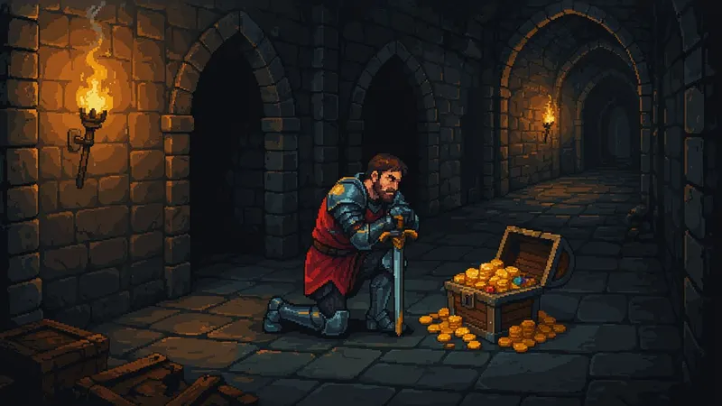 Pixel Art style example scene: A treasure hunt in a haunted dungeon