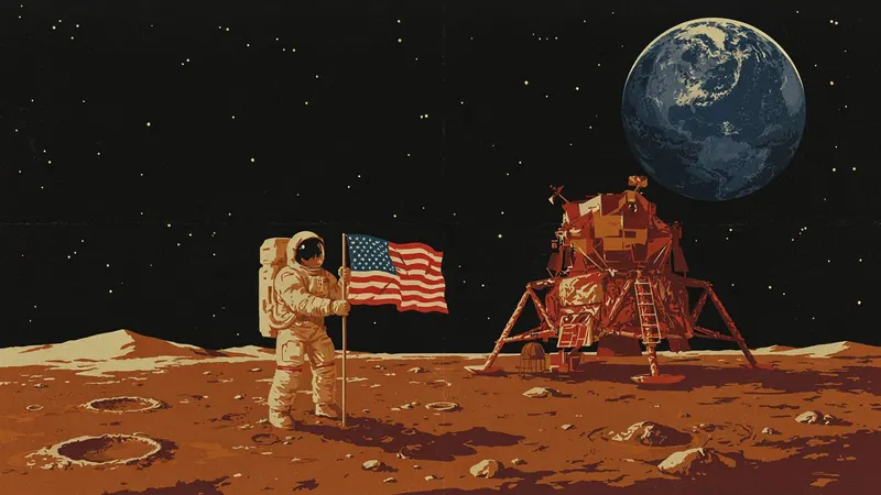 Retro Poster style example scene: How the space race was won