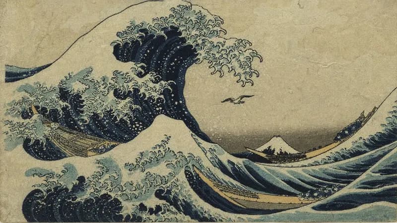 Ukiyo-e style example scene: The story behind The Great Wave