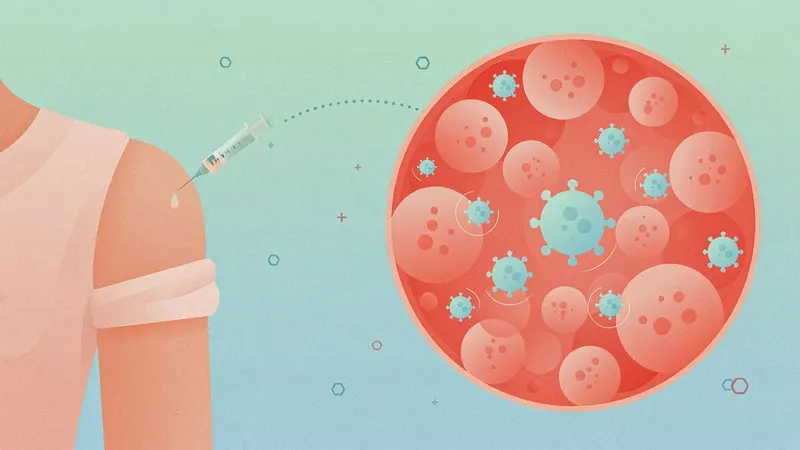 Flat Vector style example scene: How vaccines teach your body to fight