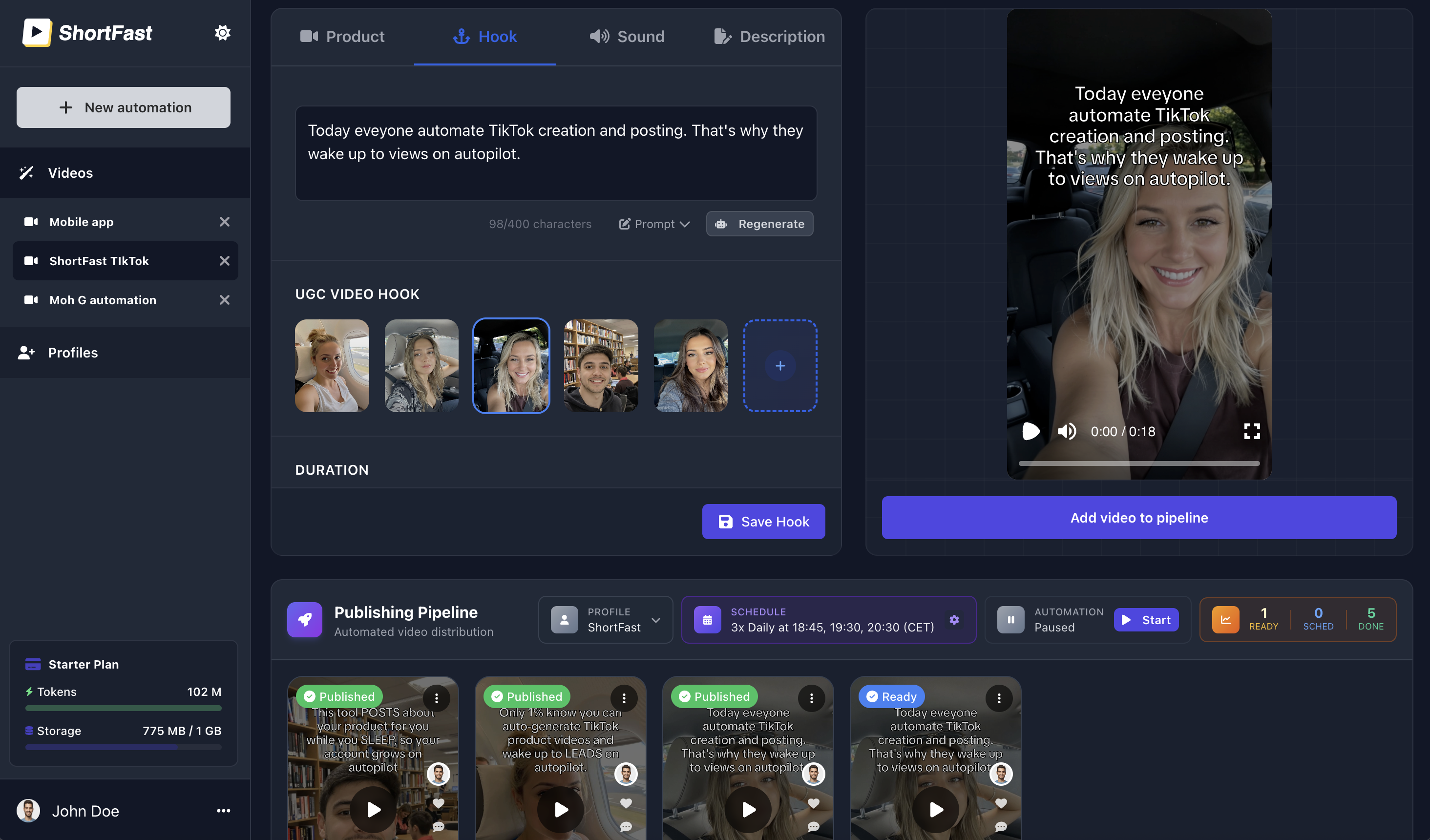ShortFast Dashboard - Automated video creation and publishing pipeline